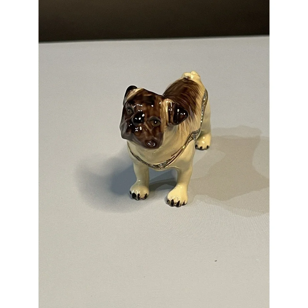 Pug Jeweled Trinket Box with Crystals Out Of Box